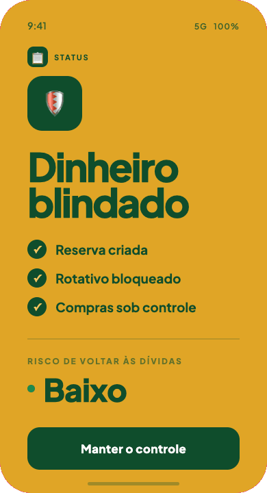 Tela: meta alcançada, fatura zero — R$ 0,00